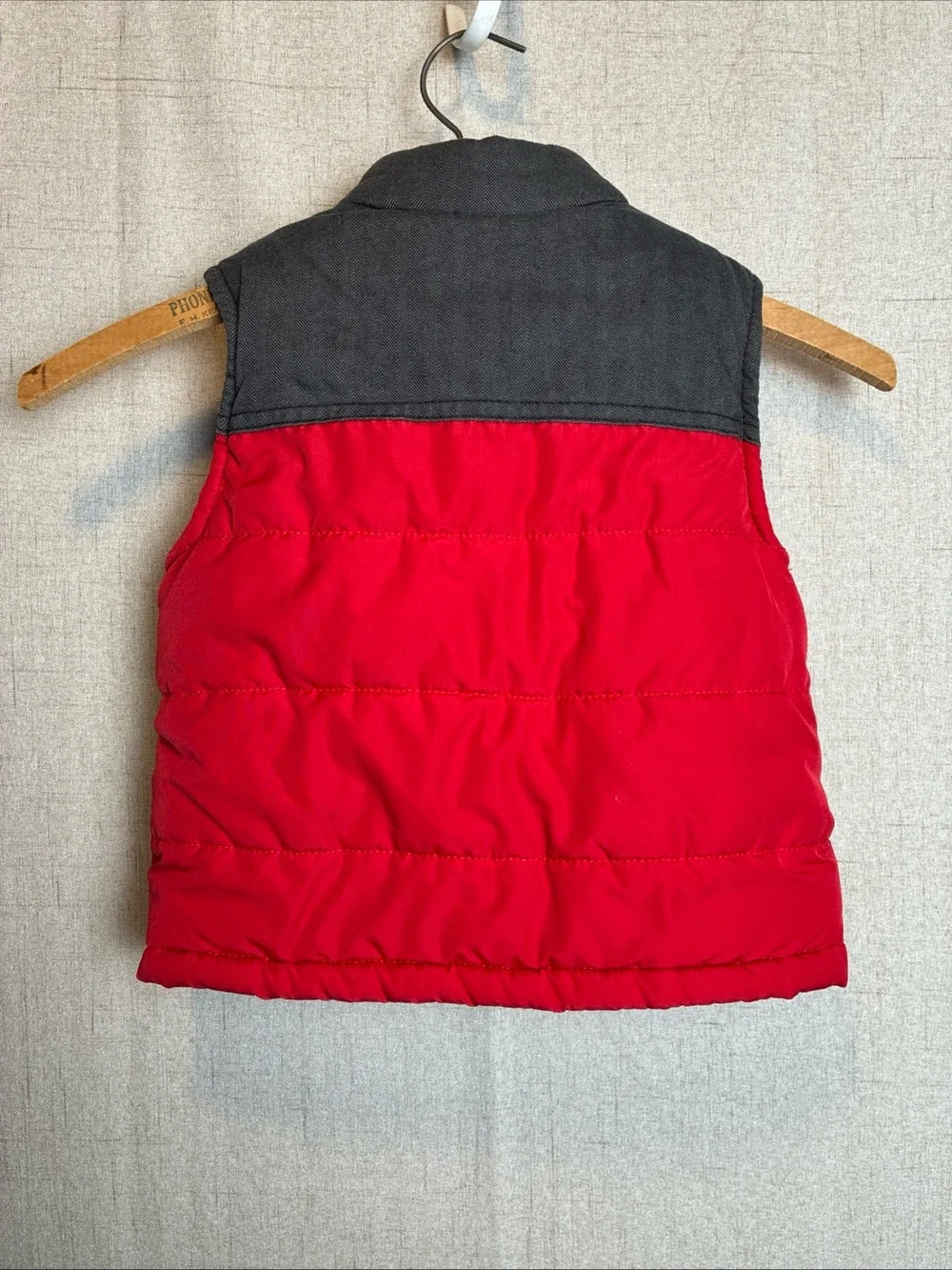 Carters Red Sherpa Collar Quilted Puffer Vest Kids 3T Snaps Fleece Lined Cozy